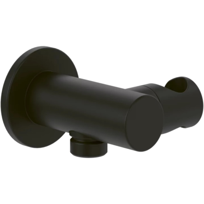 Support mural pour douchette avec raccordement Universal Showers rond noir mat