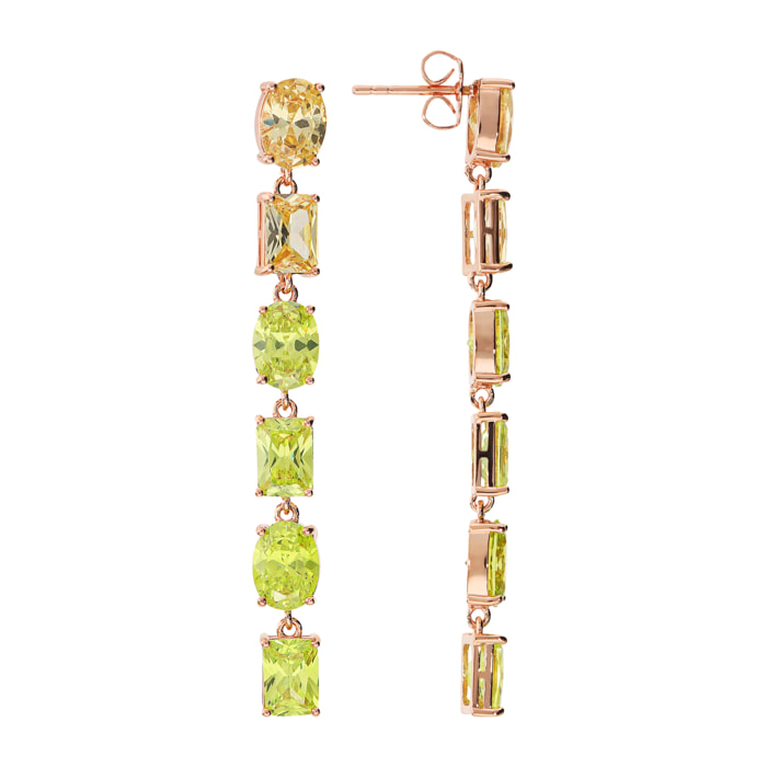 Orecchini Pendenti con Cubic Zirconia Verdi Effetto Degradé