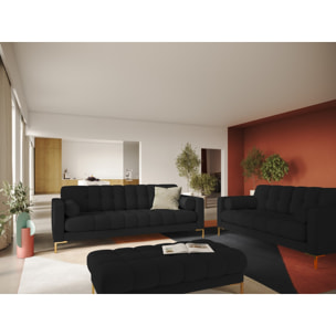 Banc "Bali" 2 places en tissu structurel noir
