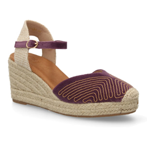 Alpargata valenciana cuña con adornos metálicos para mujer