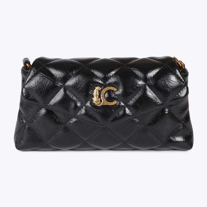 Mini Borsa a Tracolla Trapuntata con Logo LC Leopardo