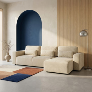 Canapé d'angle convertible réversible 3 places tissu chenille avec coffre THEO