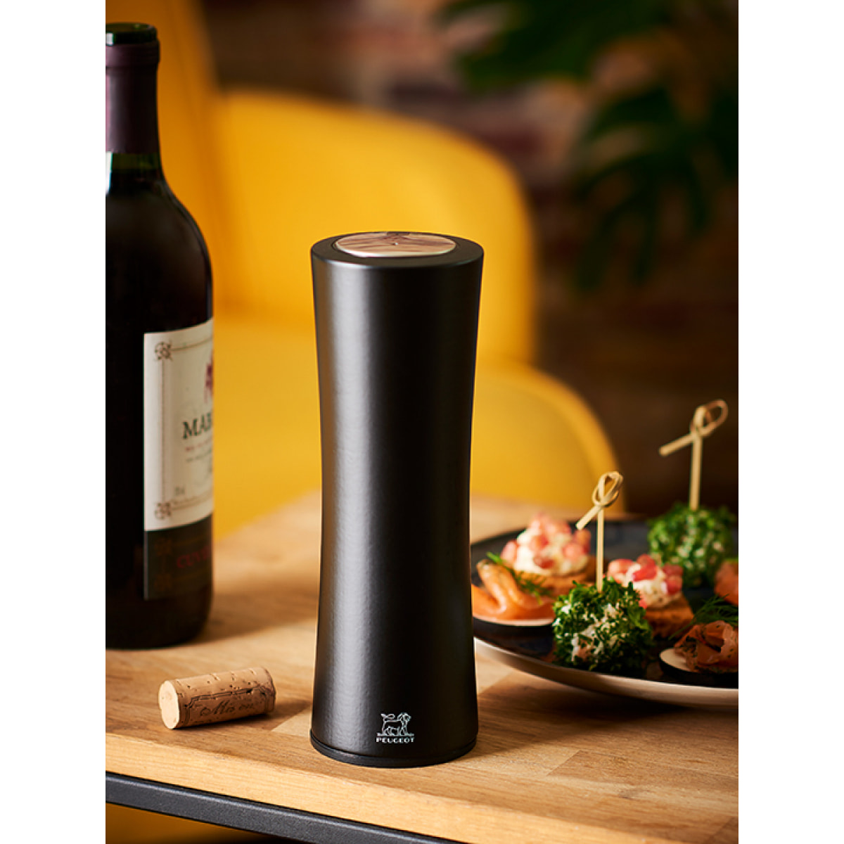Tire-bouchon électrique rechargeable en bois tout automatique, noir, 21 cm - 8' Elis reverse