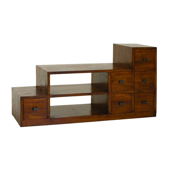 LAUREN - Meuble TV escalier marron bois Mindi