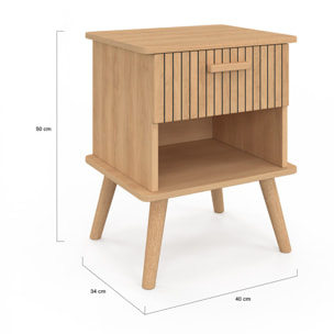 Tables de chevet Albane avec 1 tiroir et 1 niche - lot de 2