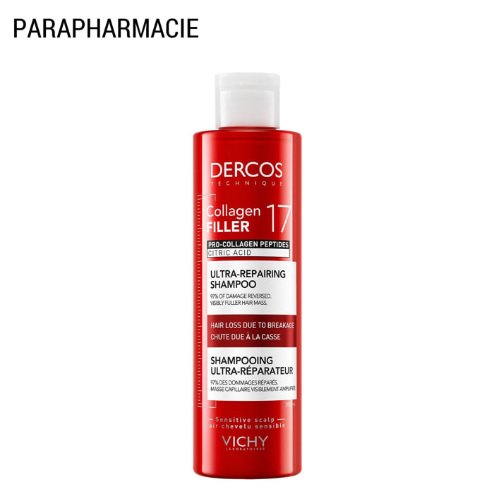 Dercos Collagen Filler - Shampoing Fortifiant Réparateur Intense Anti-Casse