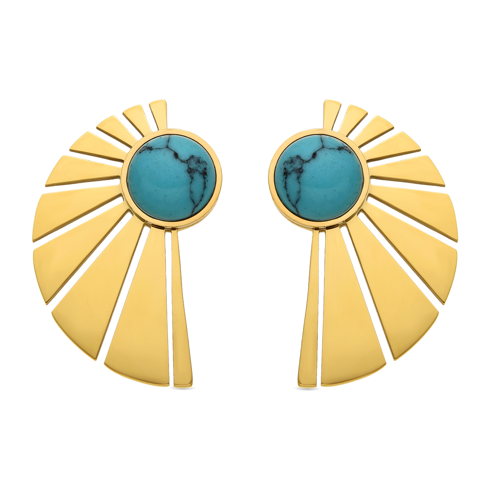 Pendientes con Turquesa acabado oro 18k