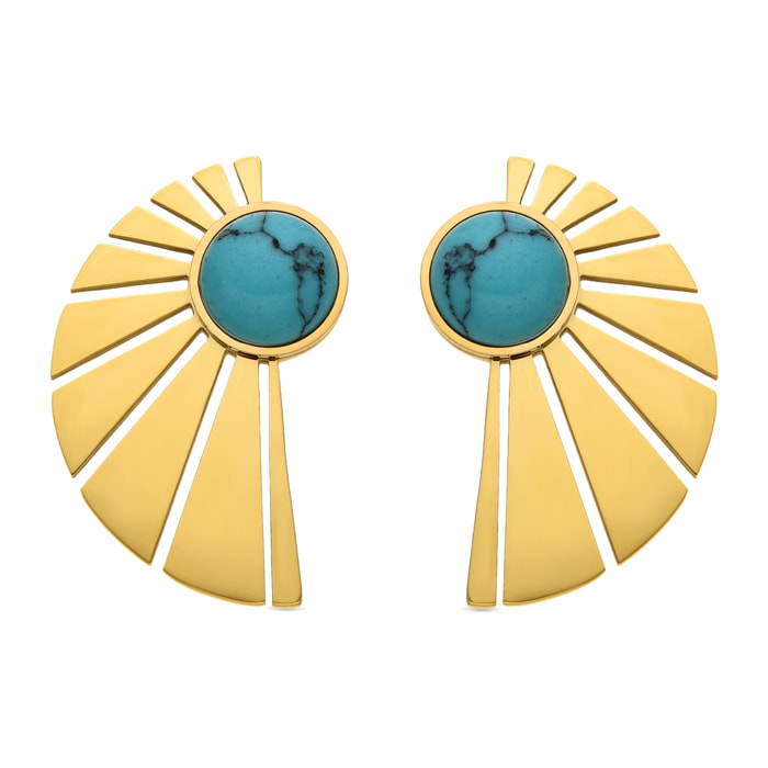 Pendientes con Turquesa acabado oro 18k
