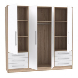 Armoire dressing blanc/chêne 4 portes - VENUS