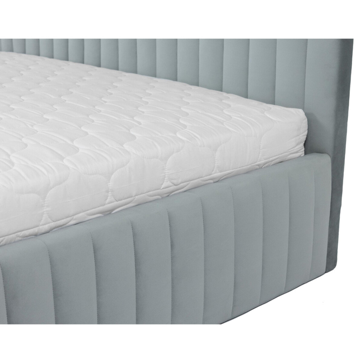 Stuart - lit coffre - 180x200 cm - sommier inclus - en velours - Gris