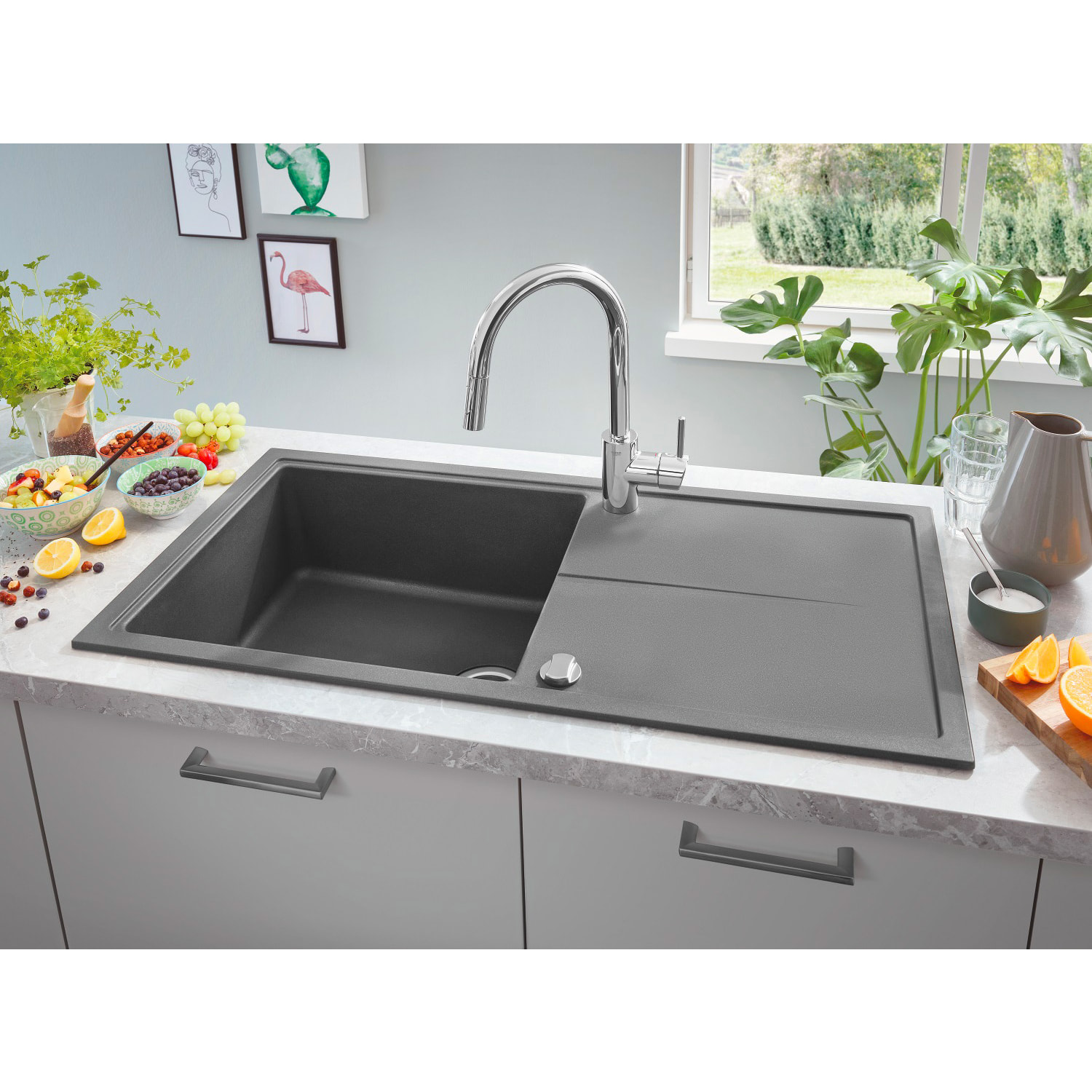 GROHE Évier réversible 1 bac K400 - gris granite - 100 x 50 cm