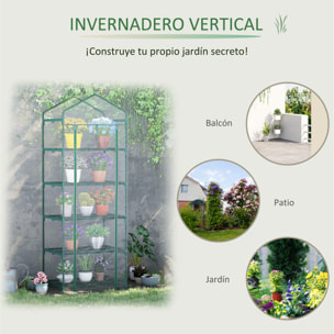 Invernadero de Jardín con 5 Estantes Metálicos y Puerta Enrollable Vivero Casero de Terraza Exterior para Cultivo Plantas Flores Macetas 69x49x193 cm Transparente