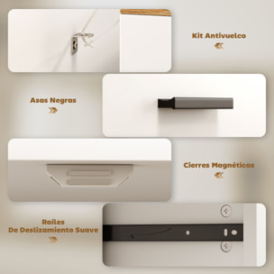 Aparador de 2 Puertas, Aparador de Salón con 2 Cajones y Estantes Ajustables, para Cocina, Entrada, Dormitorio, Blanco y Natural, 68,6x35x90,3 cm