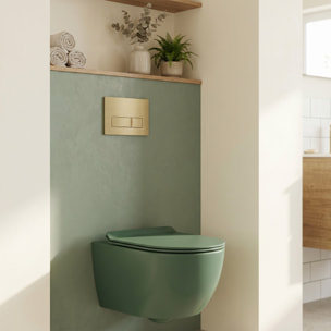 PixL WC suspendu en céramique Vortex , fixations invisibles + abattant Soft-Close, Vert mat (CEPX010RTORPGEM)