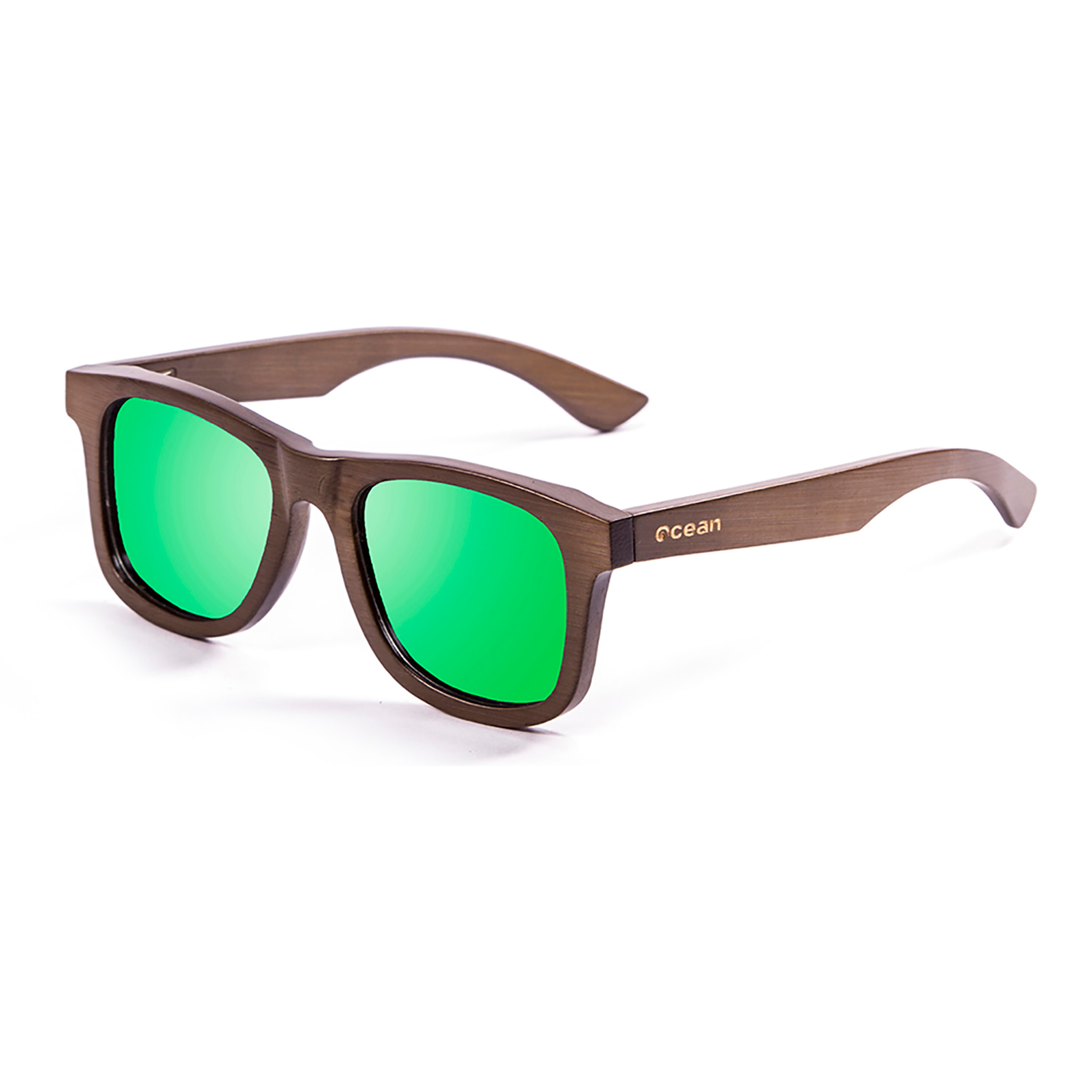 Gafas de sol OCEAN VICTORIA - Bambú marrón oscuro / Polarizada verde revo