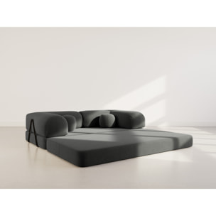 Nebula - Canapé 3 places convertible en velours texturé - Gris