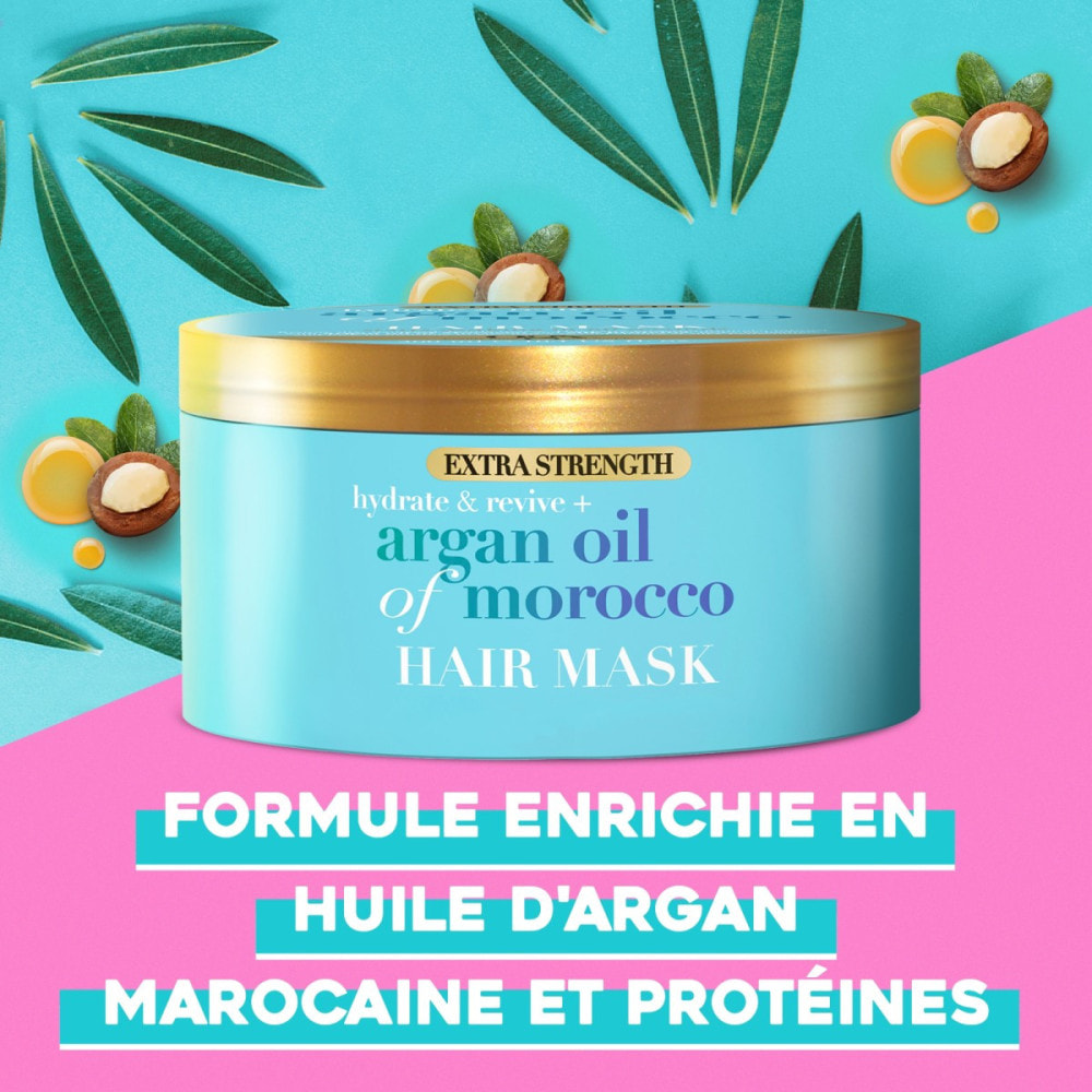 OGX Masque Capillaire Extra Fort Hydratant & Revitalisant Huile d'Argan du Maroc, 300 ml – Masque cheveux hydratant et réparateu