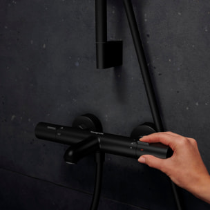 Mitigeur thermostatique bain/douche C3 Ecostat Fine, Noir mat