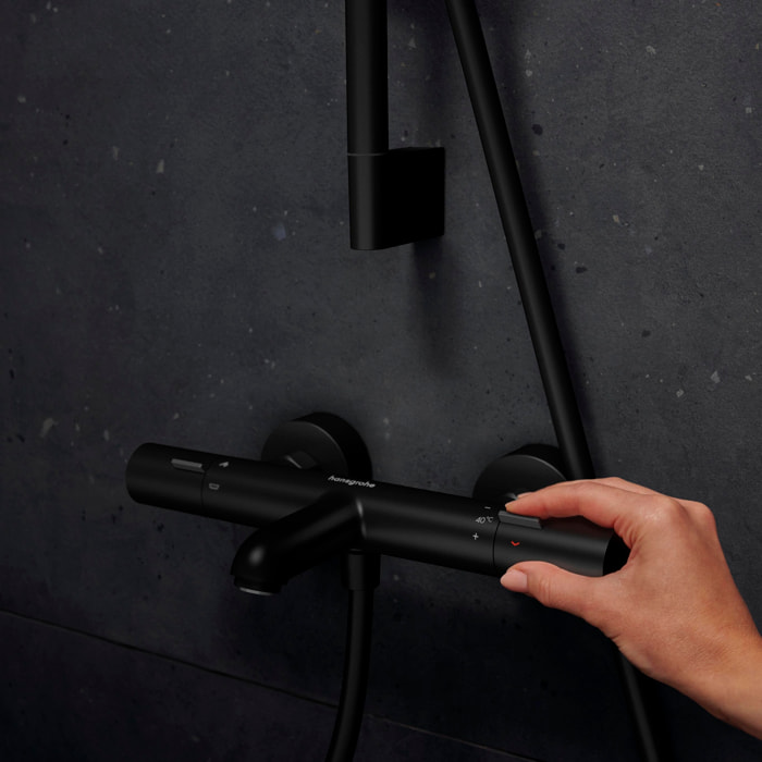 Mitigeur thermostatique bain/douche C3 Ecostat Fine, Noir mat