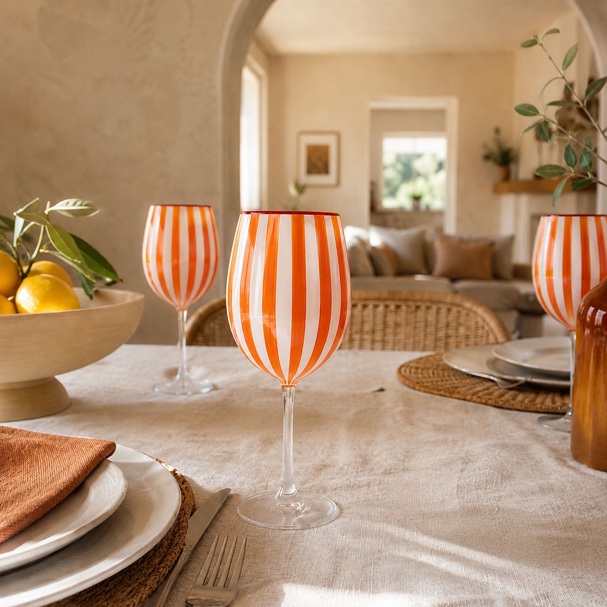 Lot de 3 verres à pied 43,5cl orange CIRCUS
