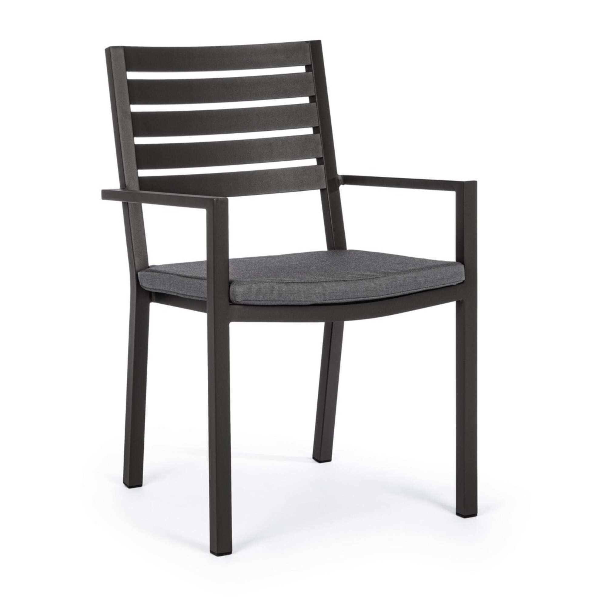 Set 4 sedie da giardino MURGIA con cuscino sfoderabile in tessuto e struttura in alluminio antracite
