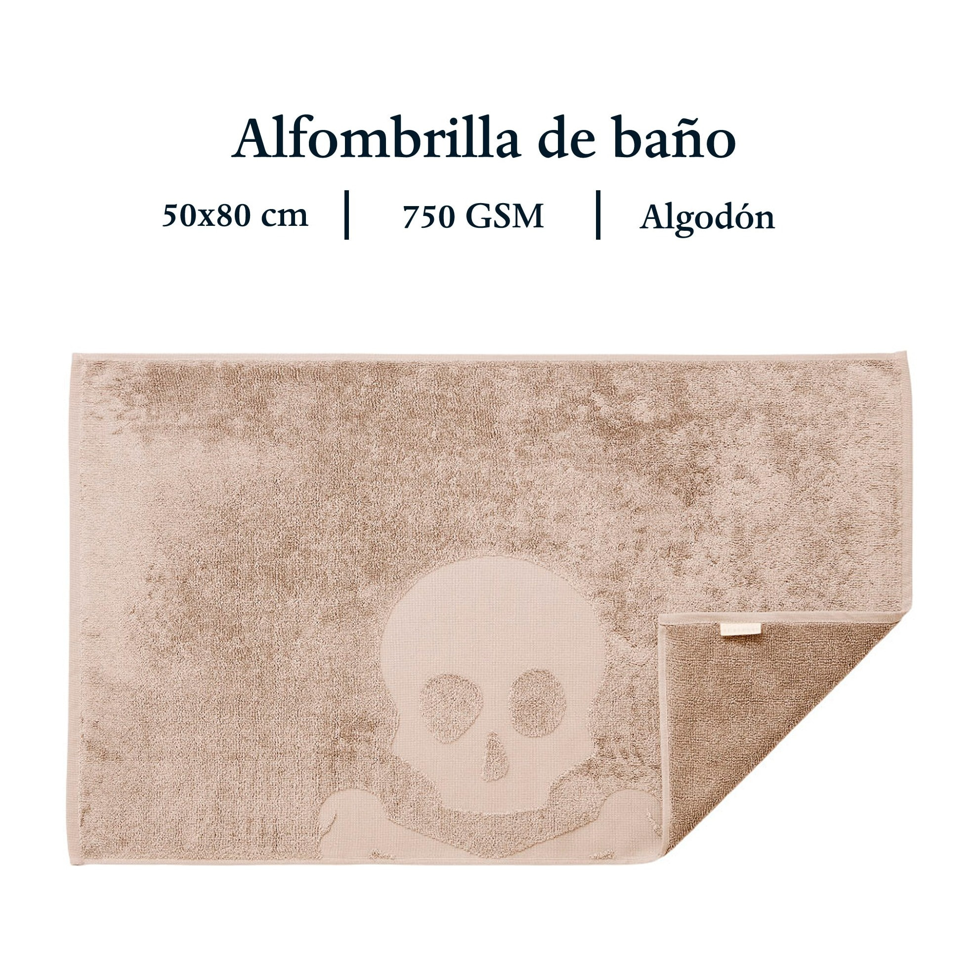 Alfombra de baño calavera 50x80cm 100% algodón 750gsm beige scalpers home