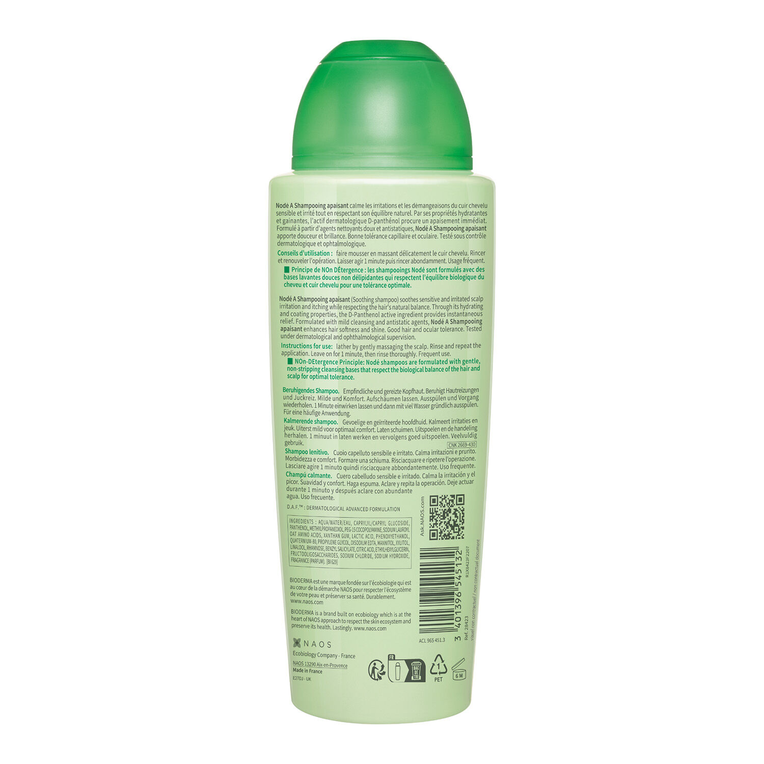 Nodé A Shampooing Apaisant - Cuirs Chevelus Sensibles et Irrités 400 ml