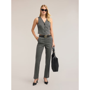 Motivi - Pantaloni slim gessati in tinto filo - Grigio