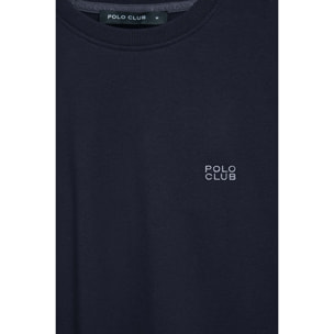 Camiseta azul marino básica de cuello redondo con detalle bordado