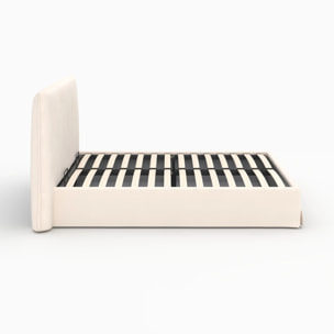 Lit coffre 160x200 cm en tissu blanc déhoussable - Safia