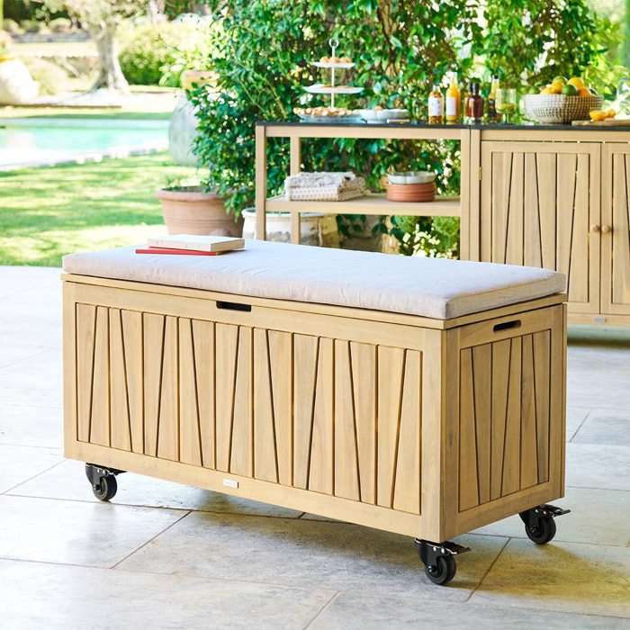 Coffre de rangement 210L avec assise Lodgia beige acacia