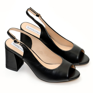 Sandali in simil pelle con tacco comodo quadrato