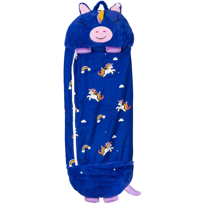 Sacco nanna trasformabile in cuscino, per bambini, Electric Blue Pig. Tocco morbido. Piccolo/S: 128x45 cm.