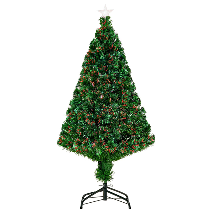 Árbol de Navidad de Fibra Óptica 120cm Multicolor con Base de Soporte