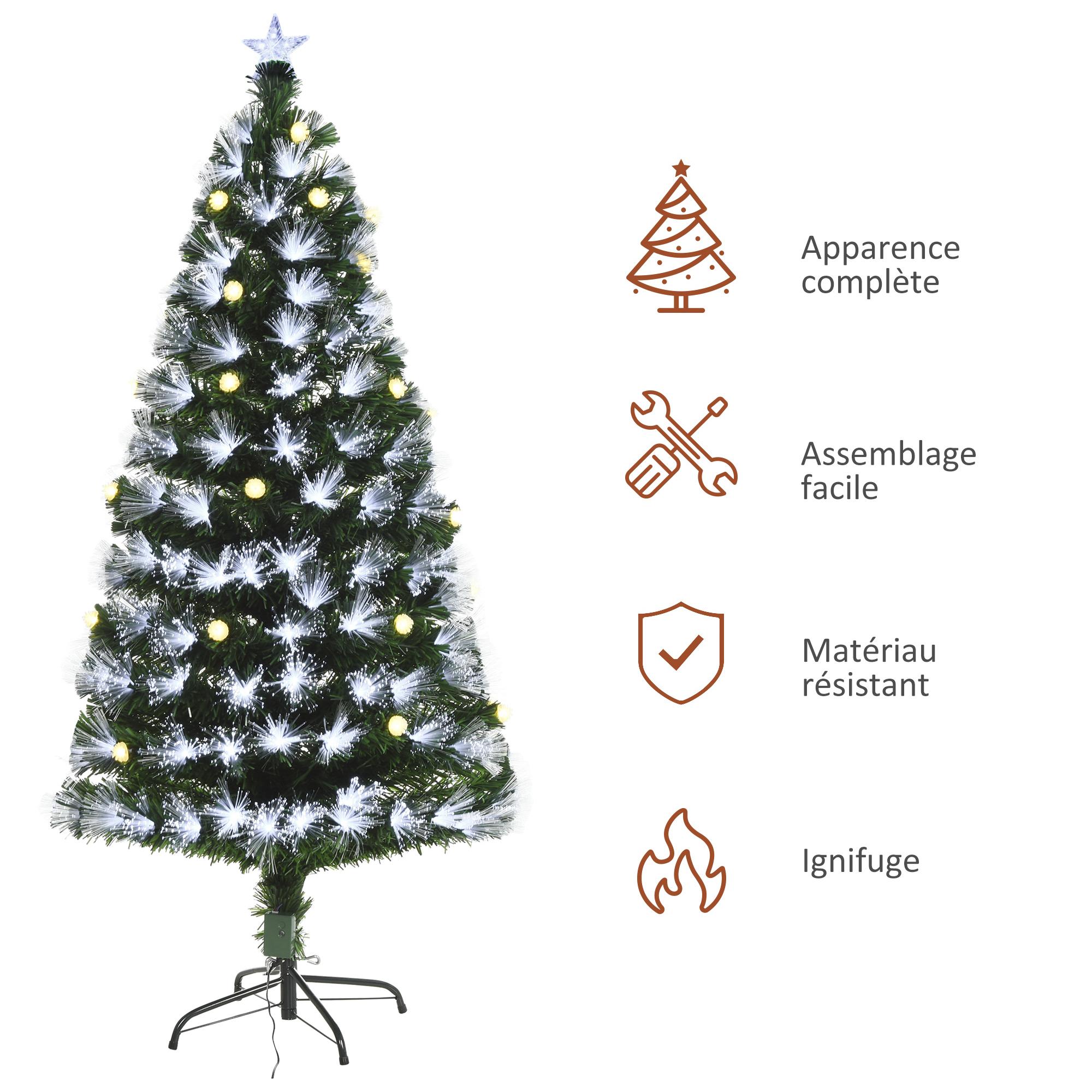 Sapin de Noël artificiel lumineux fibre optique LED 120 cm