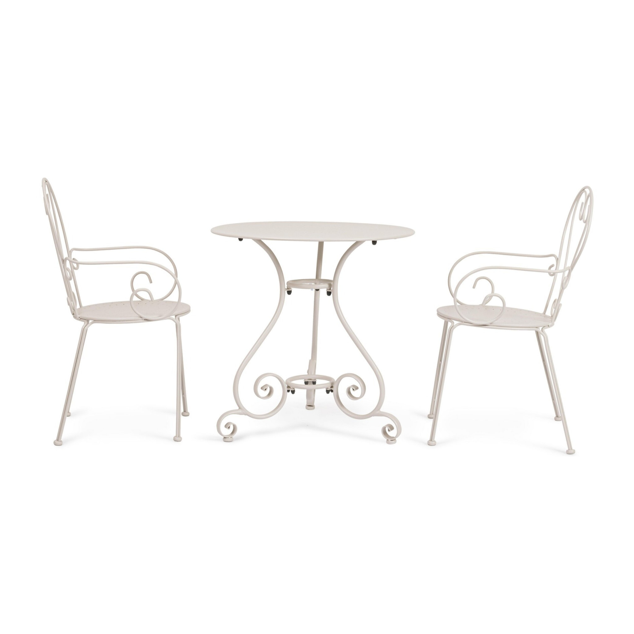 Set di 4 sedie ETIENNE in acciaio beige impilabili, con braccioli