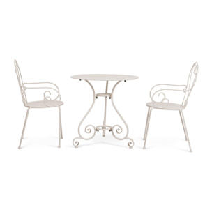 Set di 4 sedie ETIENNE in acciaio beige impilabili, con braccioli