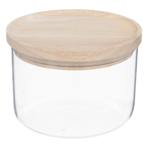 Bocal "Hermet" 0,65L en verre avec couvercle hermétique hévéa
