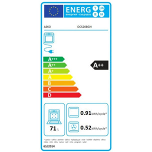 Four encastrable fonction vapeur ASKO OCS26BGH