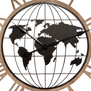Horloge monde noir D67cm
