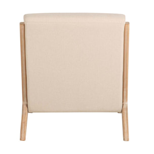 Butaca Madera Vintage Lino Beige 66x85x74 Cm