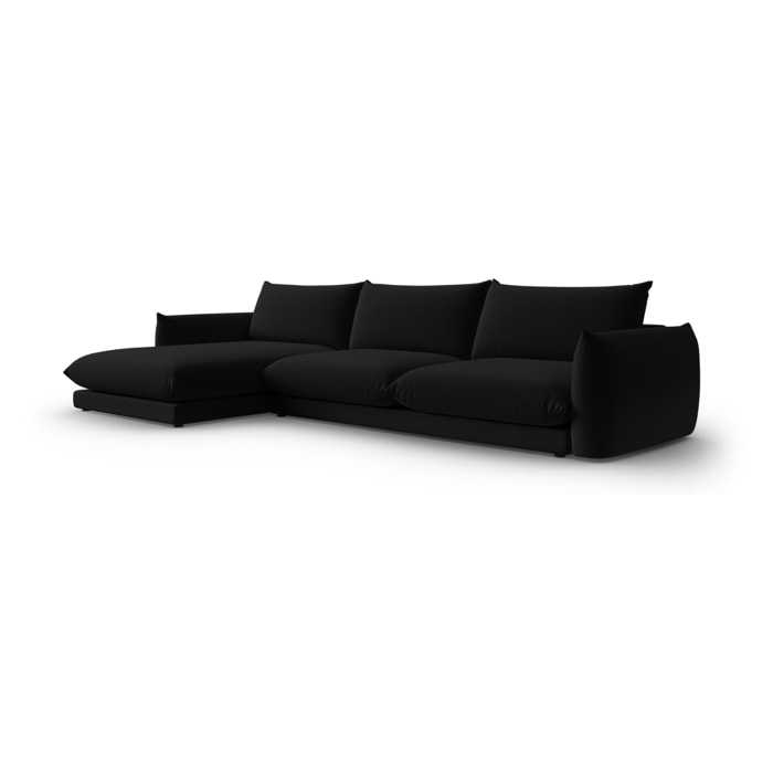 Canapé d'angle gauche ''Naima'' 4 places en velours noir