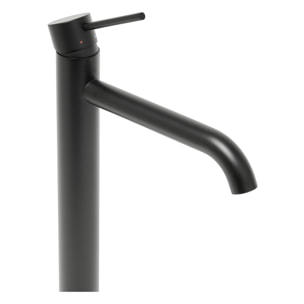 Aurum mitigeur lavabo haut inoxydable, à levier, sans vidage, noir mat SATBAUR285C avec une garantie de 5 ans