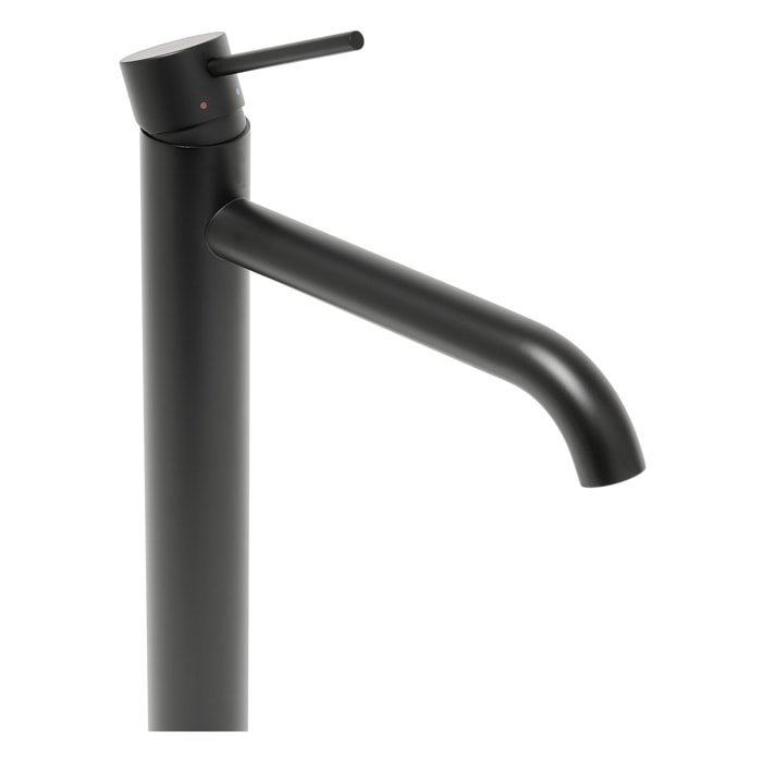 Aurum mitigeur lavabo haut inoxydable, à levier, sans vidage, noir mat SATBAUR285C avec une garantie de 5 ans