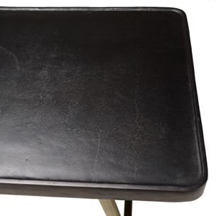 JOHAN - Table basse rectangulaire en aluminium plateau noir pieds dorés