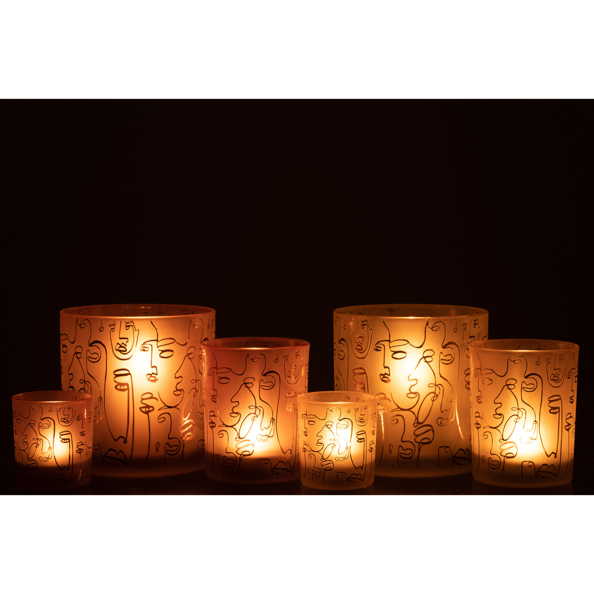 J-Line photophore Happy Faces Verre - terracotta - large