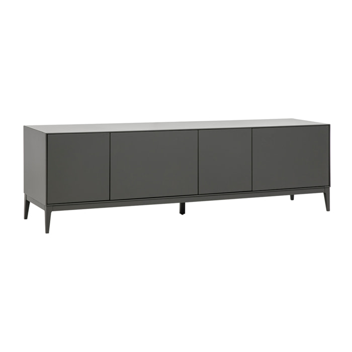 Meuble TV design gris laqué brillant avec rangements L180 cm GRAY