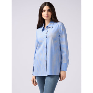 Oltre - Camicia in popeline a righe - Azzurro