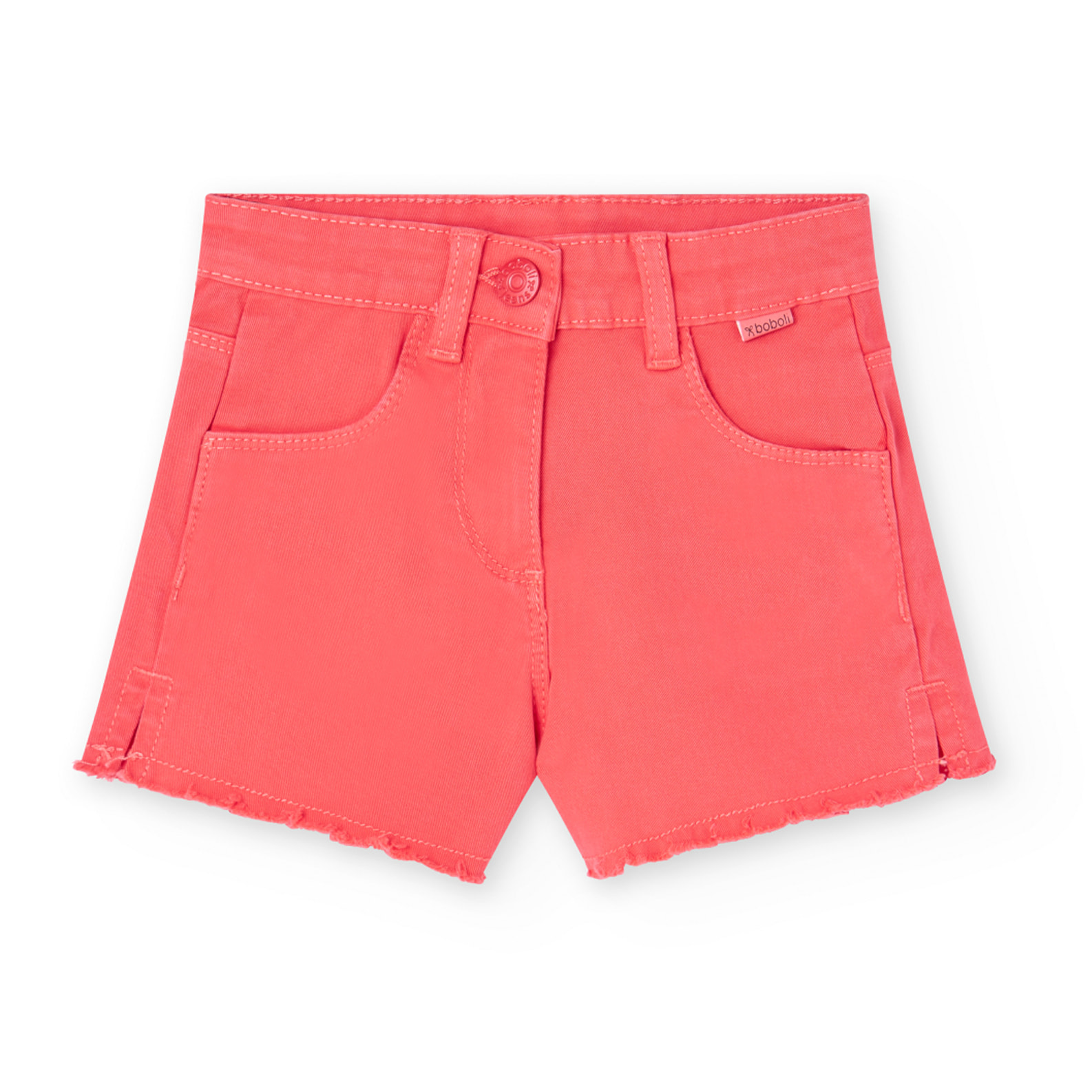 Short elÃ¡stico bÃ¡sico niÃ±a, sarga, cierre de botÃ³n, rojo