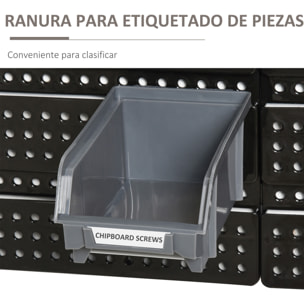 DURHAND Estantería de Almacenaje para Pared Organizador de Herramientas 33 Piezas en Total con Cajas de 2 Tamaños Diferentes Ideal para Tornillos 37,5x18x95,5 cm Rojo y Gris